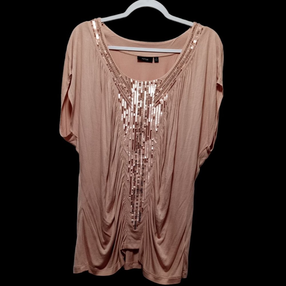 Women's XL Apt. 9 Blouse Light Pink with Sequins